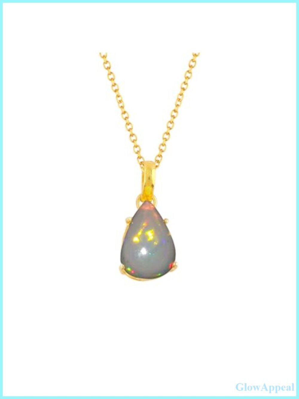 Handmade Ethiopian Opal Pendant Necklace 925 Sterling Silver 14K Gold Plated